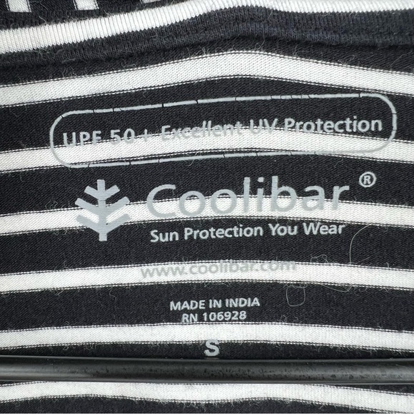 Coolibar Black White Striped Open Front UPF 50 Protective Top Cardigan SZ Small - Picture 2 of 4